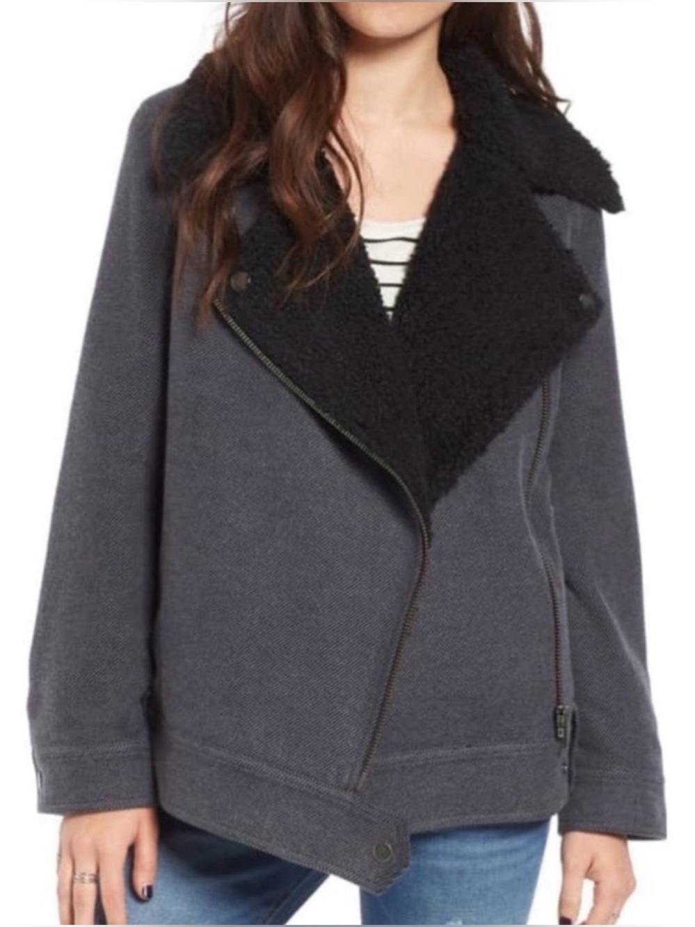 Nordstrom BP Shearling Lined Oversized Moto Jacket